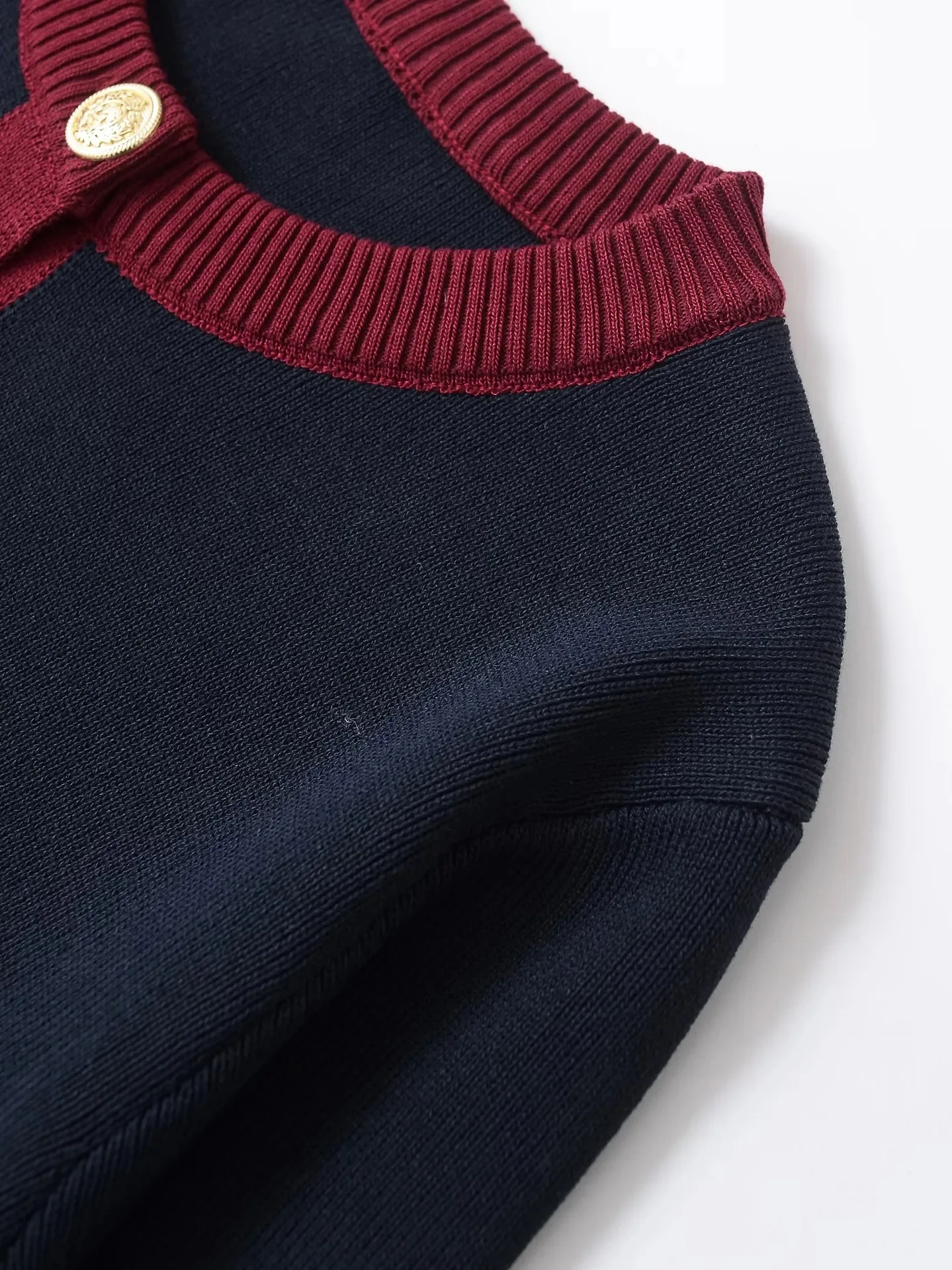 Fashion Contrast Elegant Cardigan Coat For Women Pocket Patchwork Ribbed Knitwear Sweater Top Female Loose Knit Cardigan