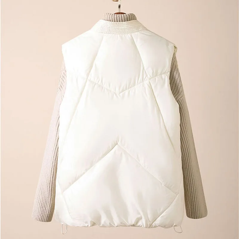 2025 New Cotton Down Winter Women's Vest Thicken V-neck Sleeveless Puffer Jacket Padded Female Warm Outerwear Women Clothing