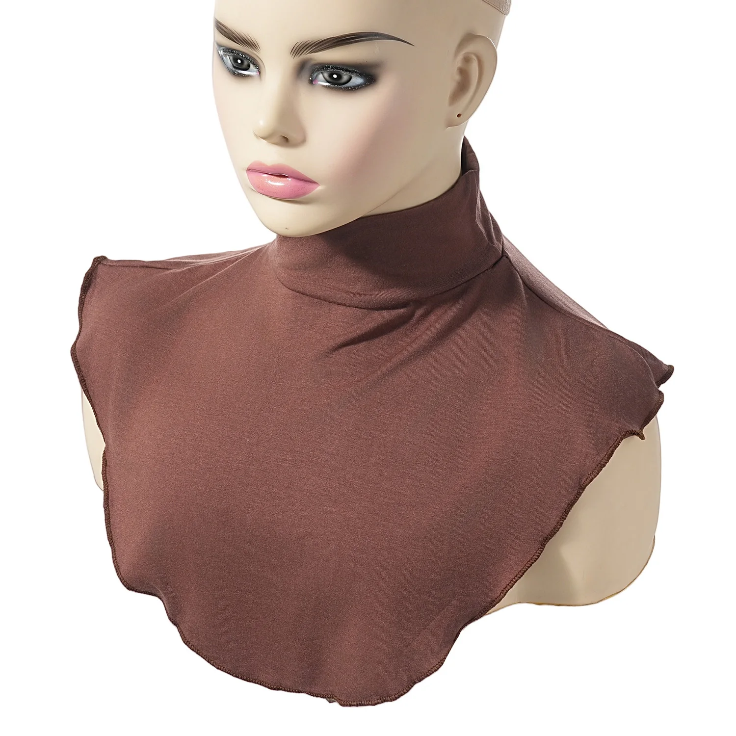 Women Muslim Modal Fake False Collar Islamic Hijab Extensions Turtleneck High Neck Cover Warmer Half Tops Hijab Scarf Crop Wrap