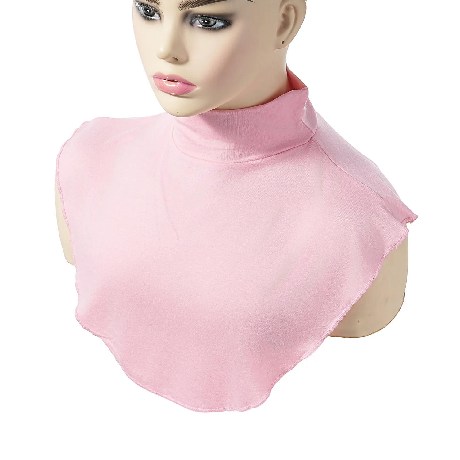 Women Muslim Modal Fake False Collar Islamic Hijab Extensions Turtleneck High Neck Cover Warmer Half Tops Hijab Scarf Crop Wrap
