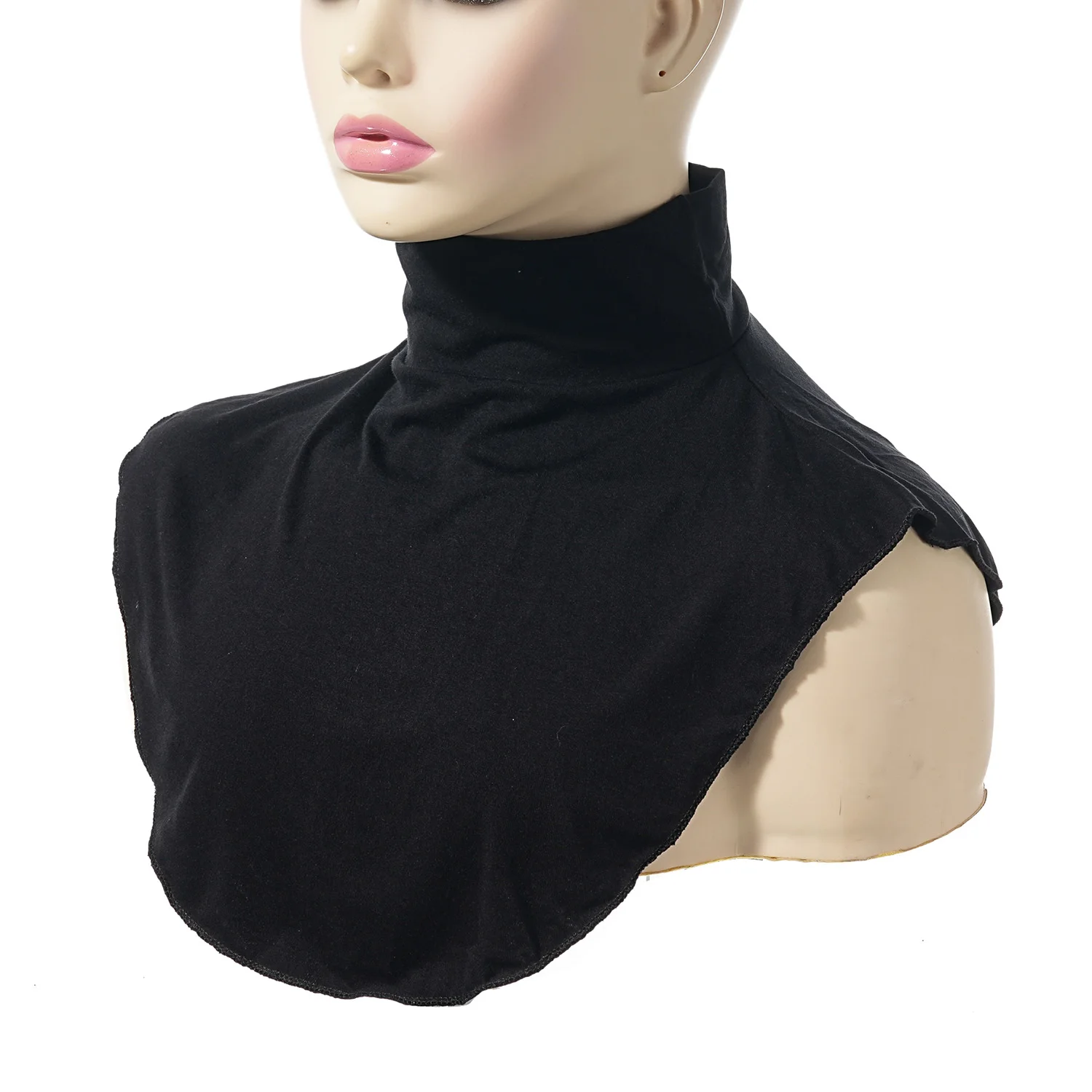Women Muslim Modal Fake False Collar Islamic Hijab Extensions Turtleneck High Neck Cover Warmer Half Tops Hijab Scarf Crop Wrap