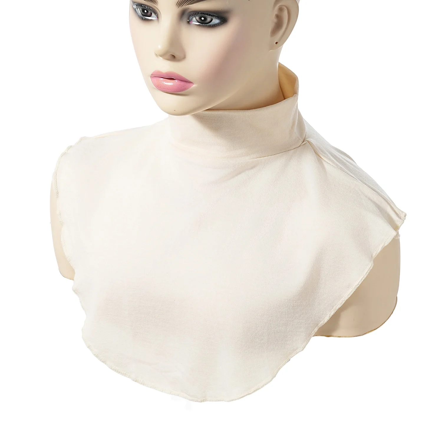 Women Muslim Modal Fake False Collar Islamic Hijab Extensions Turtleneck High Neck Cover Warmer Half Tops Hijab Scarf Crop Wrap