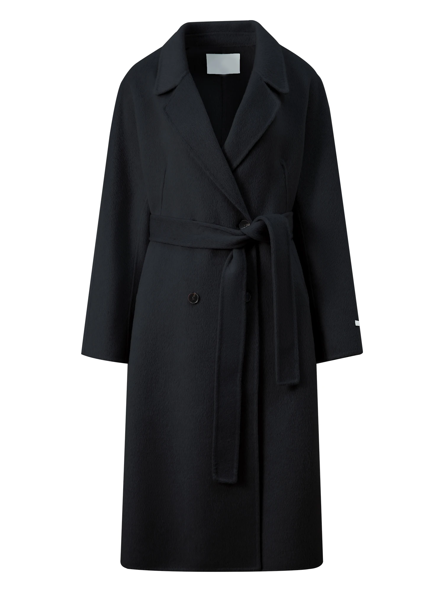 ZIQIAO 2025 Winter Women's Petite Navy Blue Double-Faced Wool Blend Coat with Raglan Sleeve Short Tweed Overcoat for Petite Size