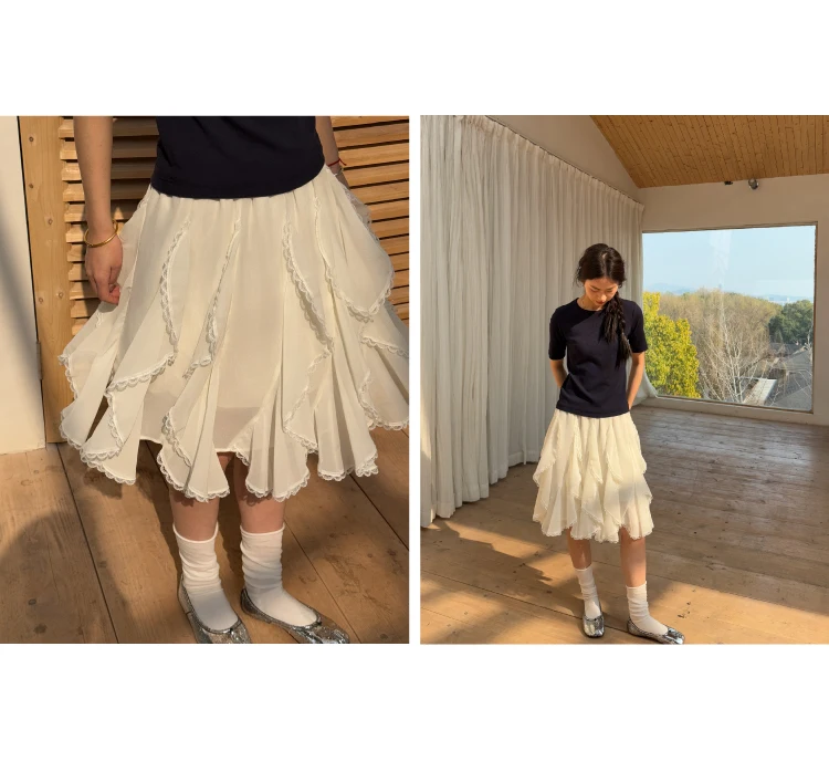 Kawaii Black Mini Skirts Women Summer 2025 Japanese Y2k Beach Ruched Skirts Vintage Clothes Lace Chiffon Skirts Cute Clothes