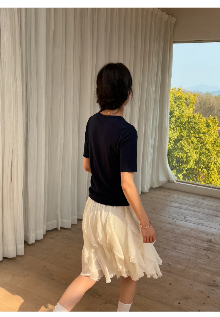 Kawaii Black Mini Skirts Women Summer 2025 Japanese Y2k Beach Ruched Skirts Vintage Clothes Lace Chiffon Skirts Cute Clothes