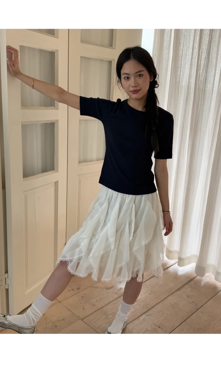 Kawaii Black Mini Skirts Women Summer 2025 Japanese Y2k Beach Ruched Skirts Vintage Clothes Lace Chiffon Skirts Cute Clothes