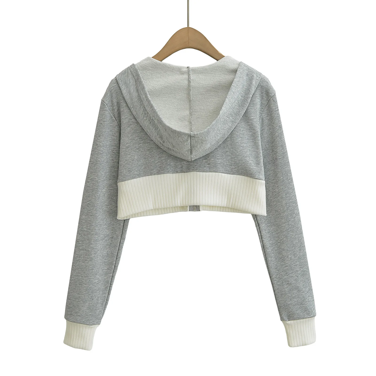 Spicy Girl Europe/America Style Color Blocked Short Cropped Hooded Sweatshirt+high Waisted Sexy Pleated Skirt Two Piece Set GXYW