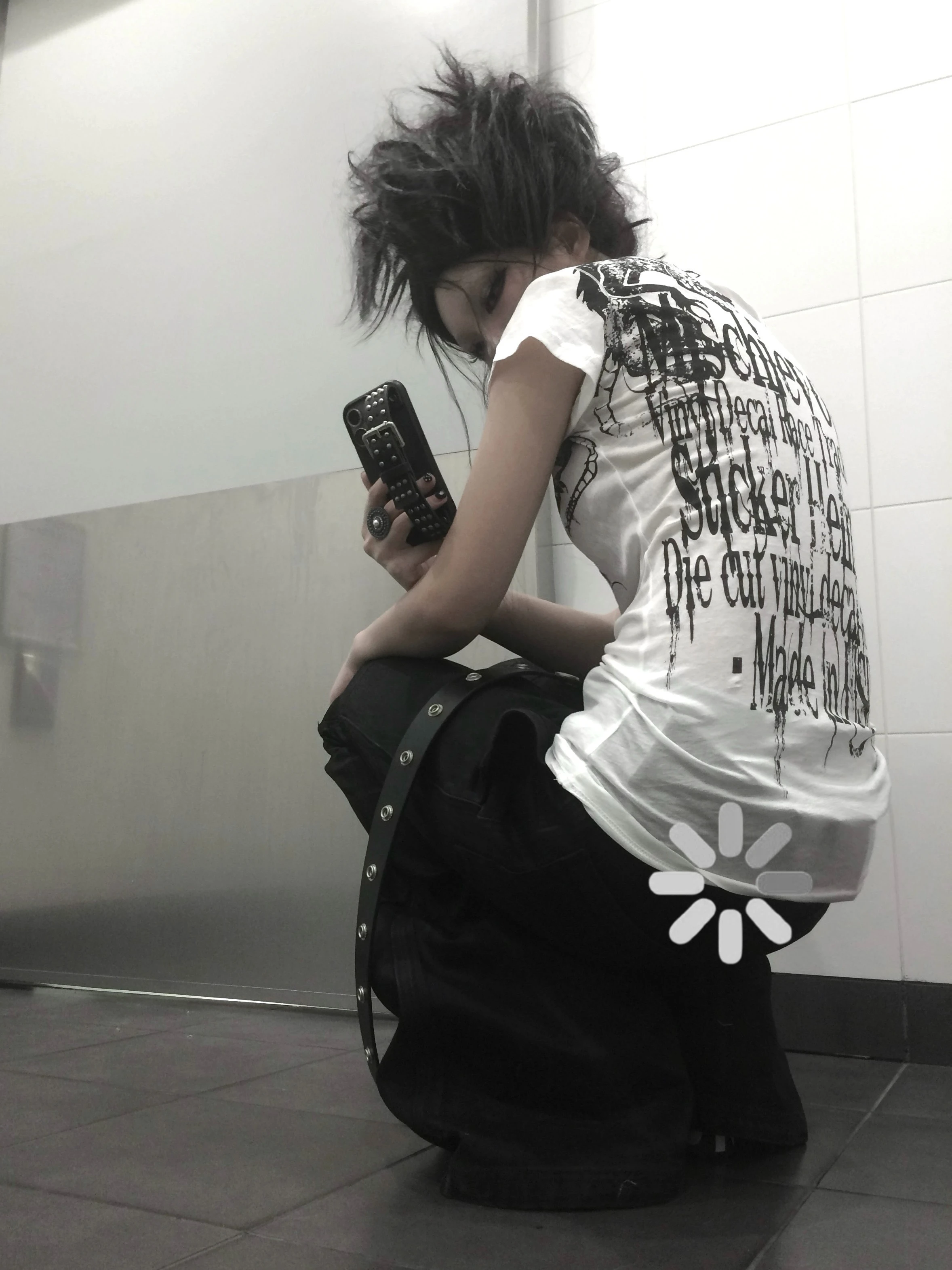 Karrcat Grunge Aesthetics Tattoo Print T-shirt Trashy 2000s Style Letter T Shirt Japanese Y2k White Sheer Tops Gothic Vintage