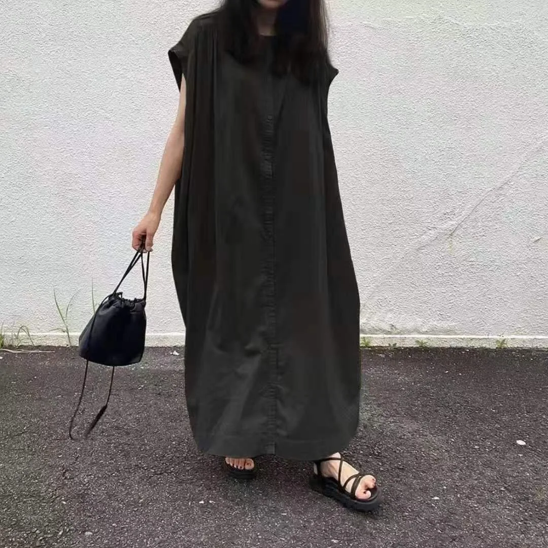 Summer Big Large Sleeveless Dress Women Fashion Loose Solid Color Woman Dress Casual Female Clothing Ladies Dresses Vestidos