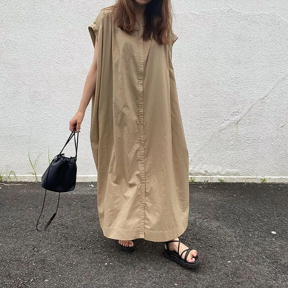 Summer Big Large Sleeveless Dress Women Fashion Loose Solid Color Woman Dress Casual Female Clothing Ladies Dresses Vestidos