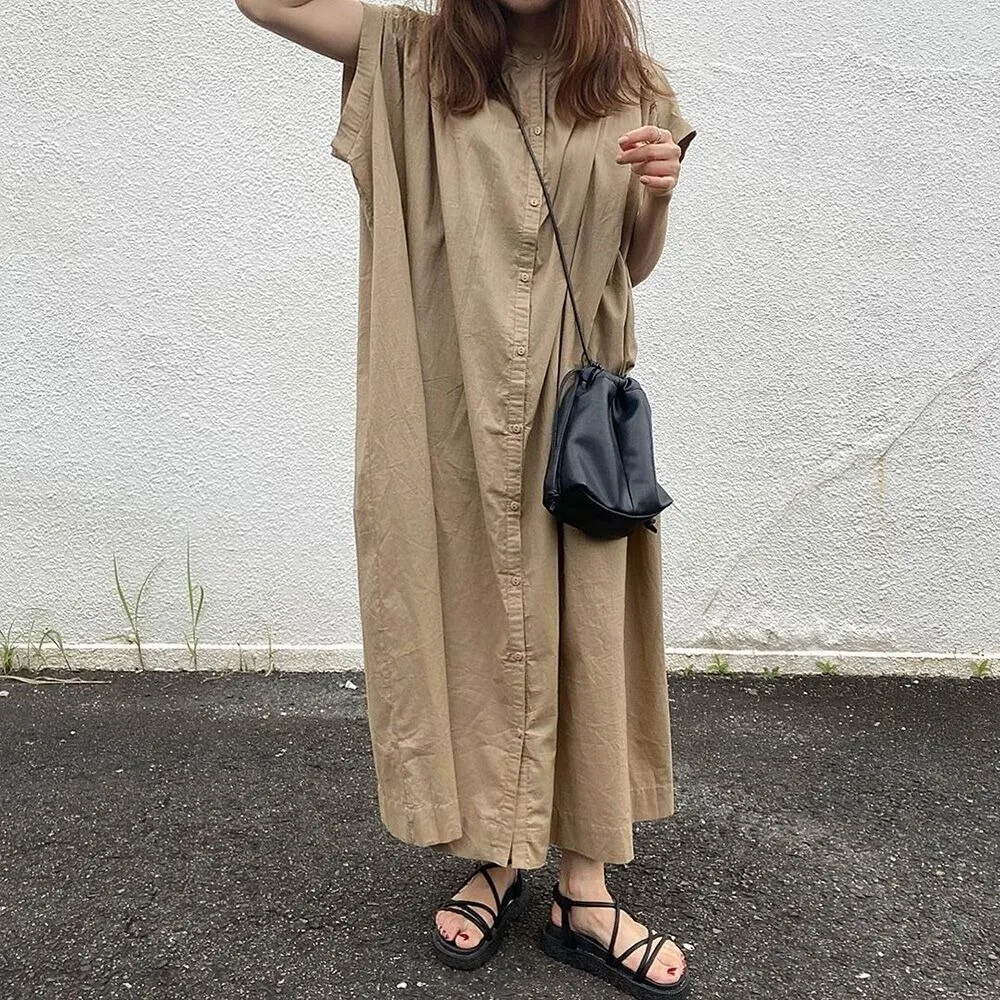 Summer Big Large Sleeveless Dress Women Fashion Loose Solid Color Woman Dress Casual Female Clothing Ladies Dresses Vestidos