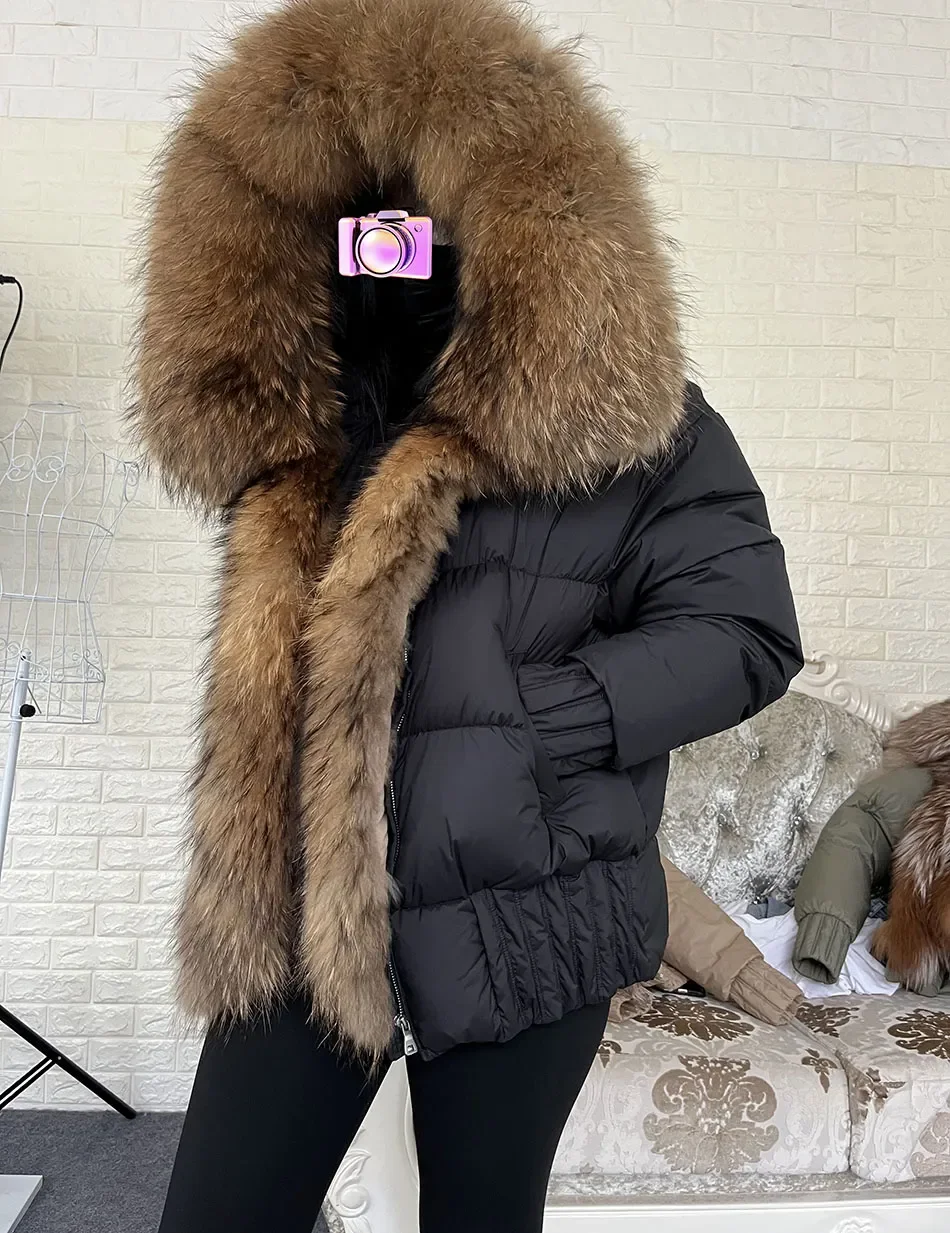 MMK 2023 Winter Women Warm White Duck Down Jacket Natural Real Fox Fur Collar Hood Puffer Coat Thick Luxury Outerwear