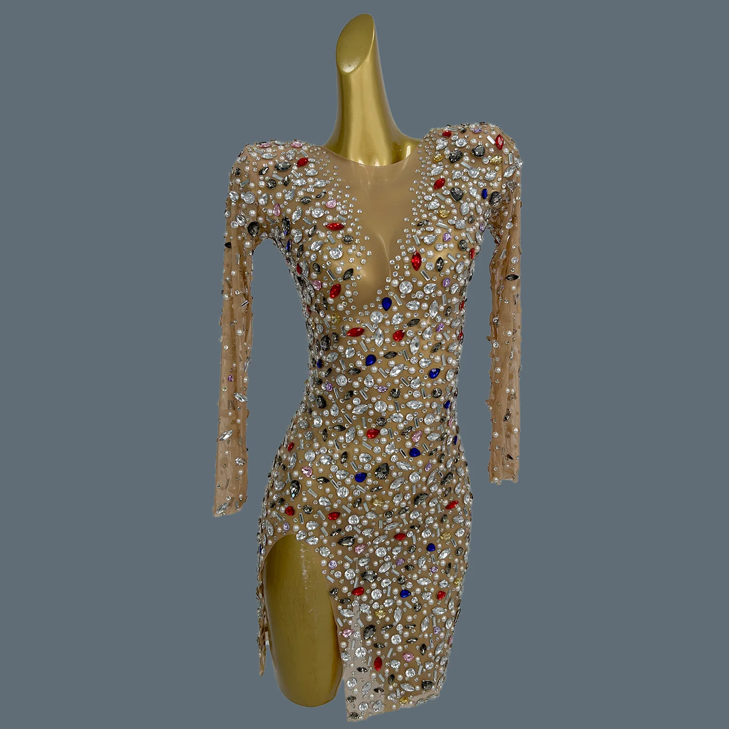 Sparkly Full Rhinestone Asymmetrical Bodycon Wrap Dress for Sexy Women Long Sleeved Mini Dress High-end Party Evening Dress Puer