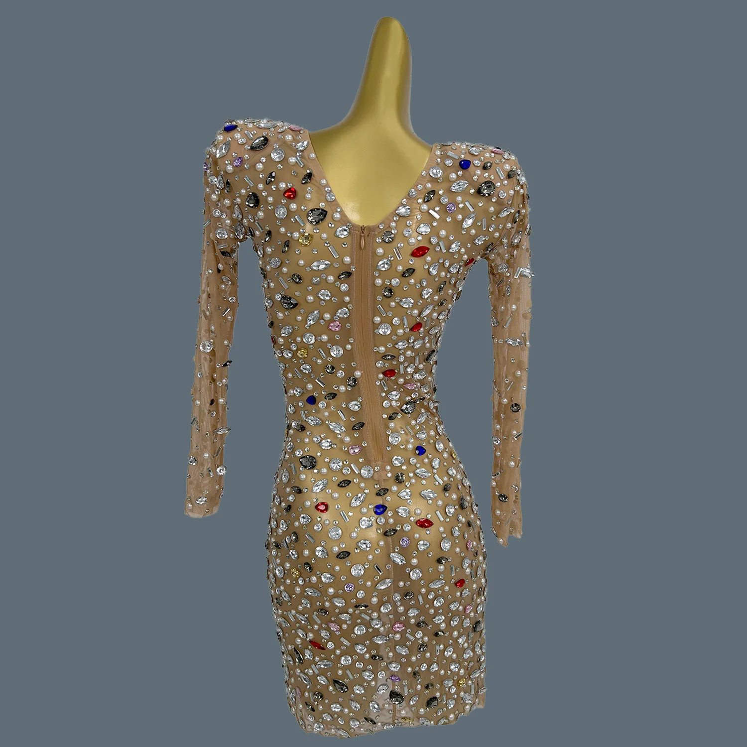 Sparkly Full Rhinestone Asymmetrical Bodycon Wrap Dress for Sexy Women Long Sleeved Mini Dress High-end Party Evening Dress Puer