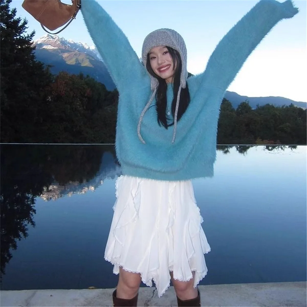 Mini Skirts Women Summer 2025 Chiffon Ruched Skirts Woman Clothing 2000s Clothes Y2k Kawaii Black Lace Skirts Kawaii White