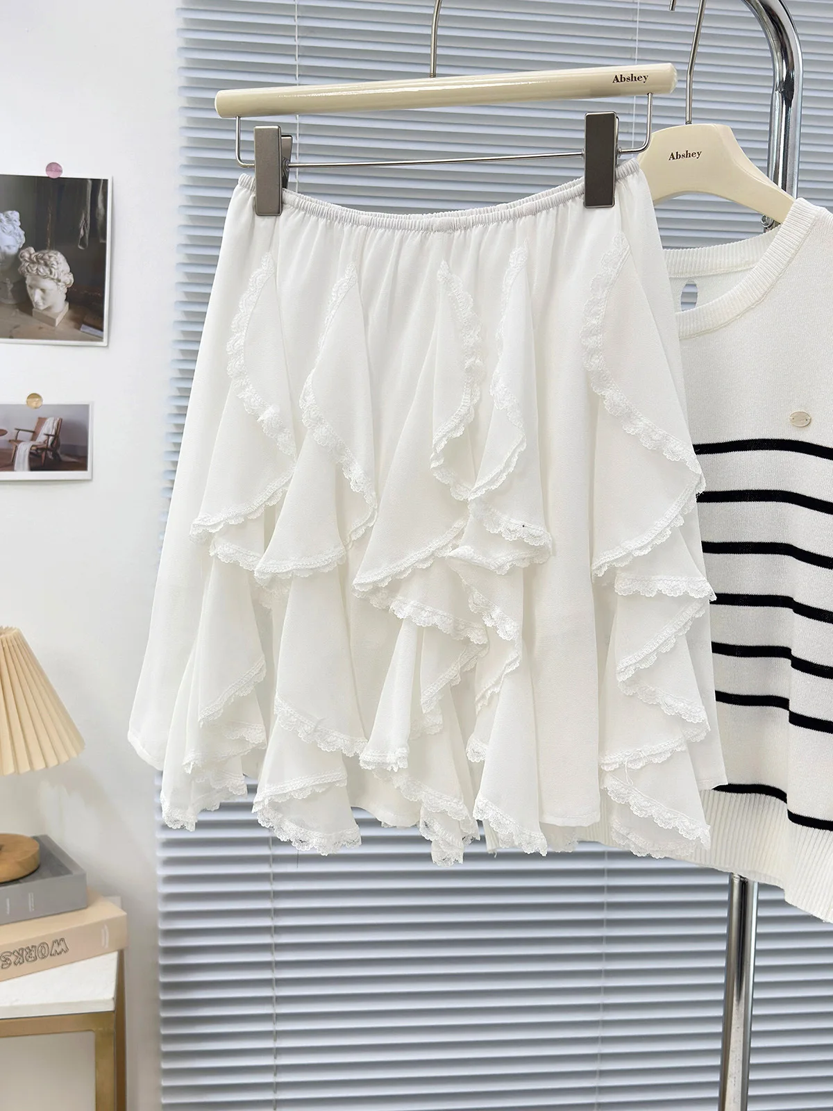 Mini Skirts Women Summer 2025 Chiffon Ruched Skirts Woman Clothing 2000s Clothes Y2k Kawaii Black Lace Skirts Kawaii White
