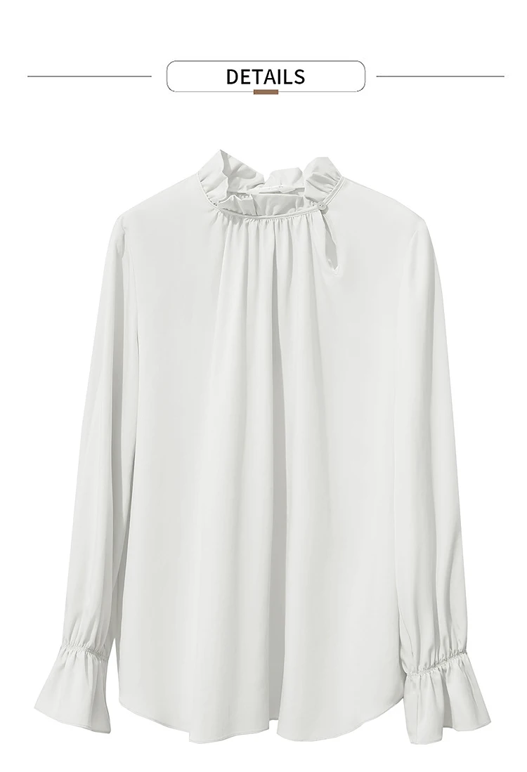 AMII Women's Blouse Simple Loose Stand Collar Butterfly Sleeve Shirts and Blouses 2025 Autumn New Office Ladies Tops 12543102
