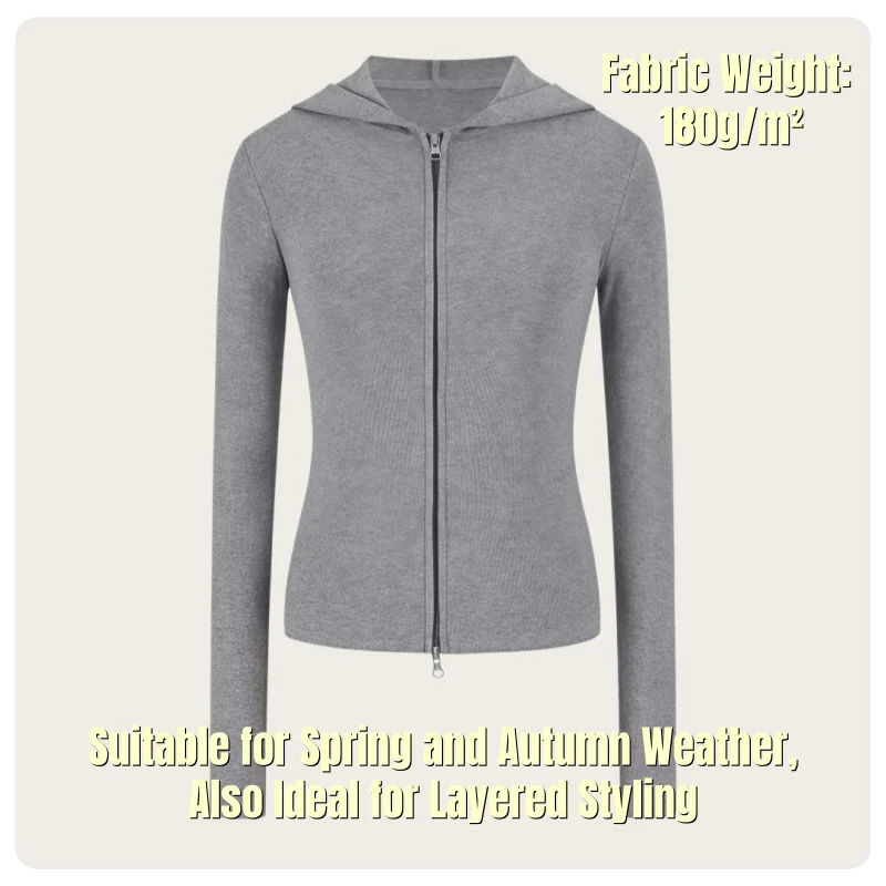 Korean Style Spring and Autumn Women's Light Gray Vertical Stripe Slim-Fit Thin Short Jacket with Two-Way Zipper Hoodie