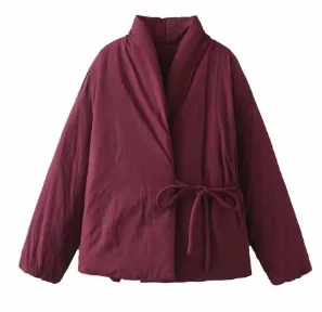 Luxury Brand Women's Clothing Warm Long Sleeves Cotton Coats Autumn Winter Versatile Belts Black Red Grey Jackets for Women