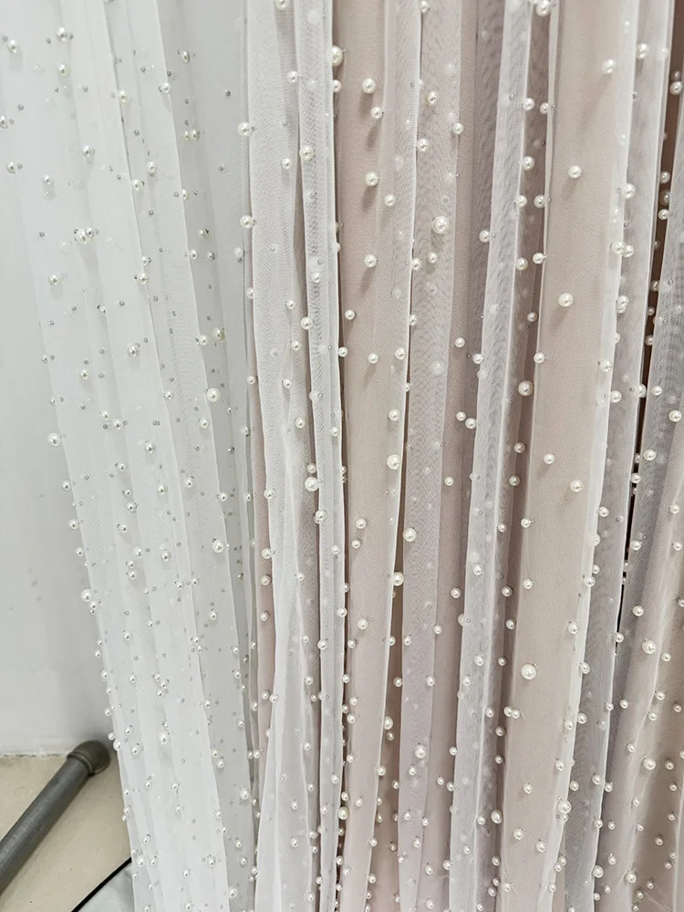 HIGH STREET Newest Fashion 2026 Designer Party Vestido Women's Pearls Beaded Gauze Long Maxi Dress