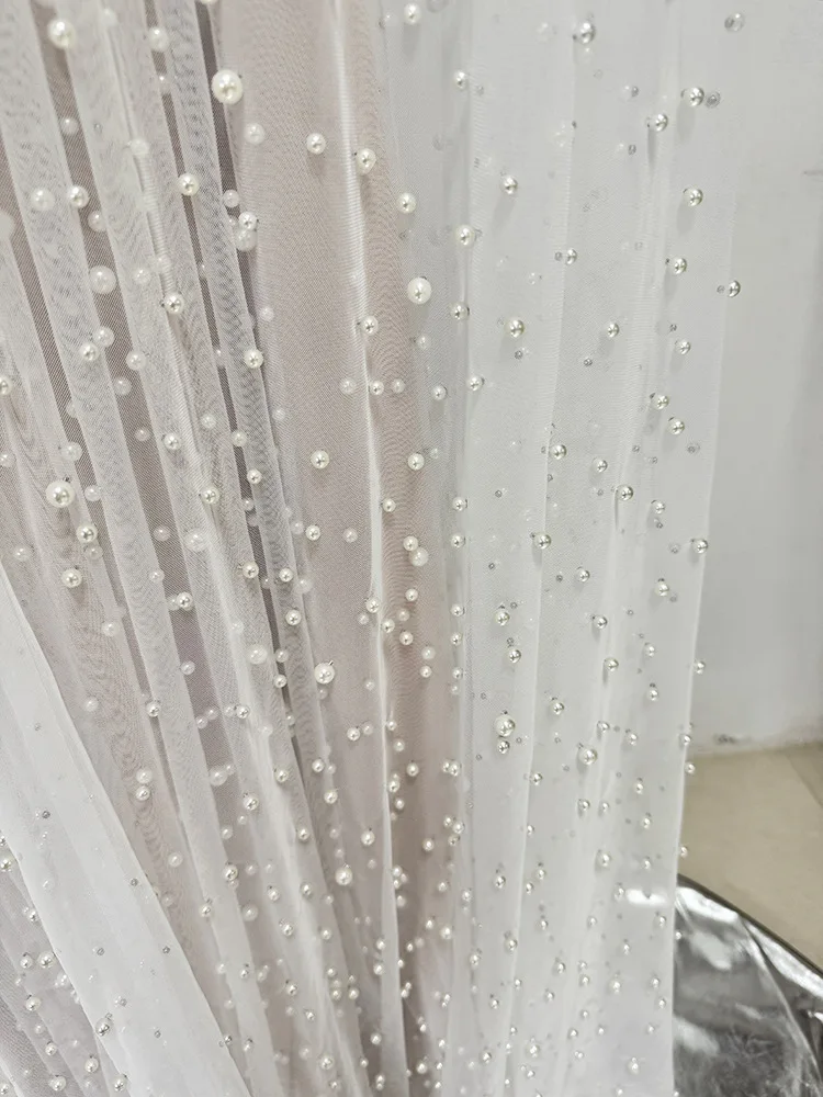 HIGH STREET Newest Fashion 2026 Designer Party Vestido Women's Pearls Beaded Gauze Long Maxi Dress
