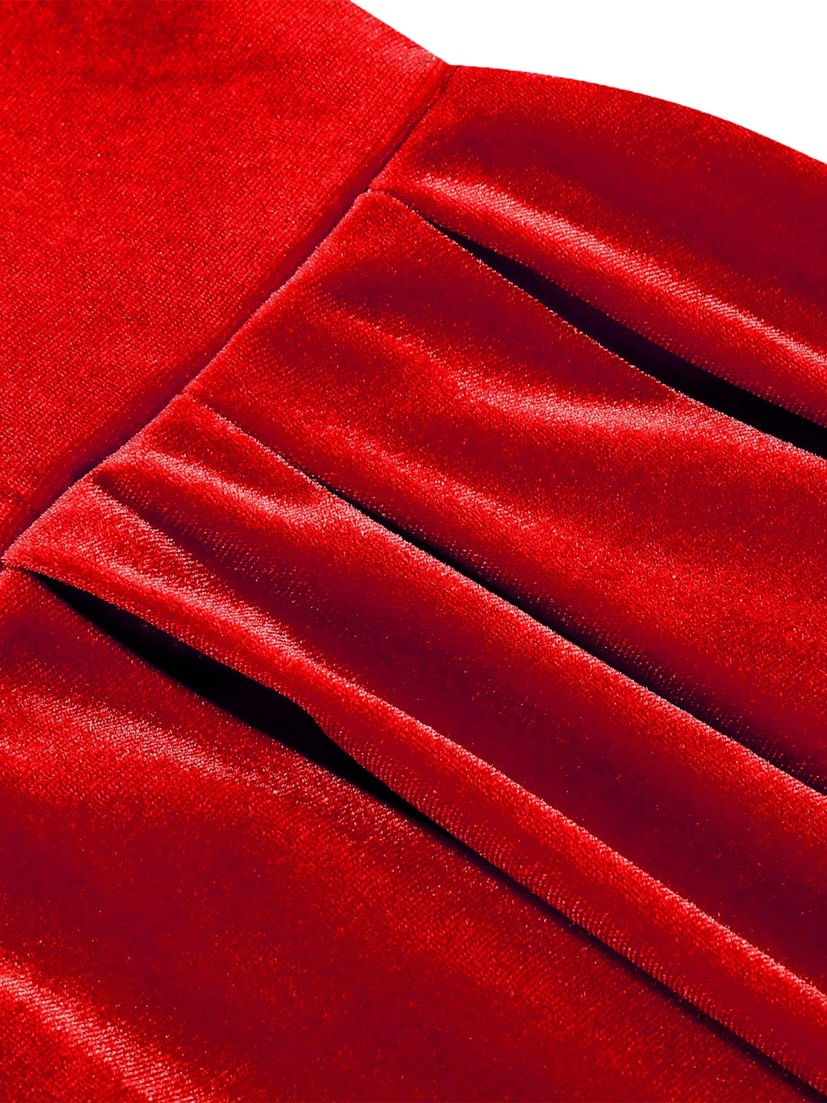 Tonval Red Velvet Christmas Elegant Party Women Dress Square Neck Long Bishop Sleeve Autumn Winter Belted Swing Dresses