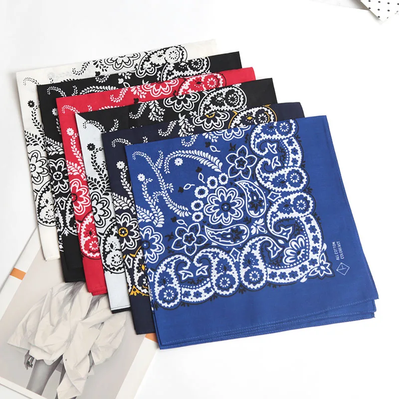 55cm*55cm Fashion Cotton Hip Hop Head Scarf Paisley Square Scarves Headwear Bandanna Hair Band Neck Wrist Wrap Band Accessories
