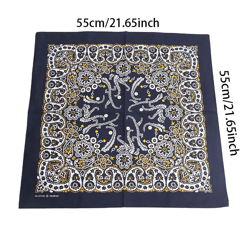 55cm*55cm Fashion Cotton Hip Hop Head Scarf Paisley Square Scarves Headwear Bandanna Hair Band Neck Wrist Wrap Band Accessories