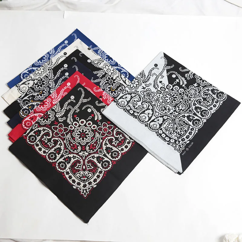 55cm*55cm Fashion Cotton Hip Hop Head Scarf Paisley Square Scarves Headwear Bandanna Hair Band Neck Wrist Wrap Band Accessories