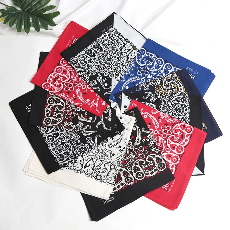 55cm*55cm Fashion Cotton Hip Hop Head Scarf Paisley Square Scarves Headwear Bandanna Hair Band Neck Wrist Wrap Band Accessories
