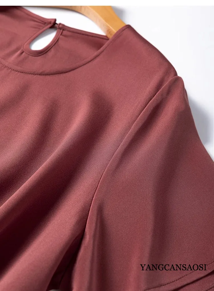 2025 Women's Casual Summer New Relaxation Style 26MM 93% Natural Mulberry Silk Elastic Wrinkled Round Neck Short Sleeve T-shirt
