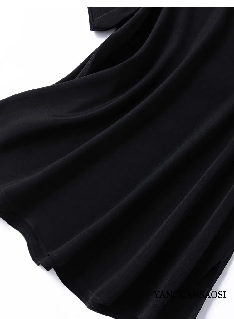 2025 Women's Casual Summer New Relaxation Style 26MM 93% Natural Mulberry Silk Elastic Wrinkled Round Neck Short Sleeve T-shirt