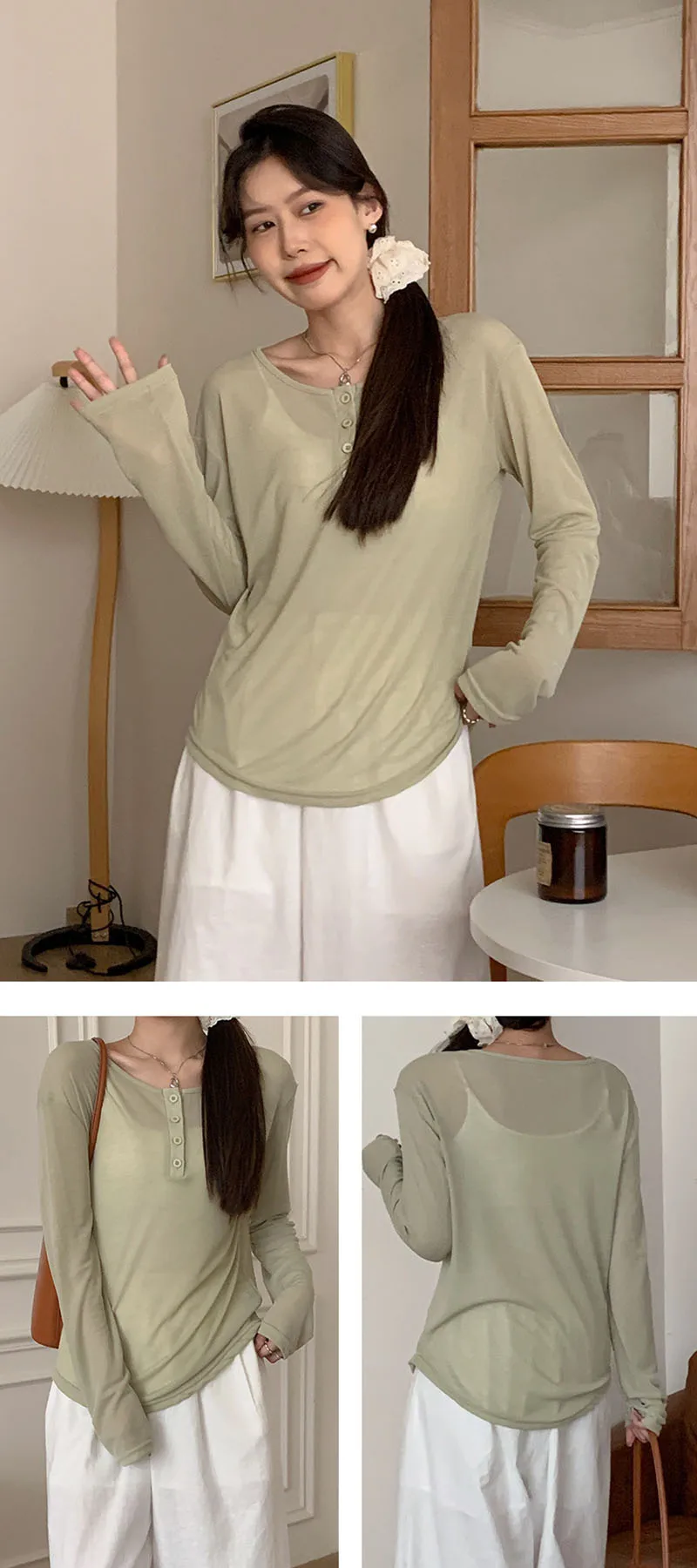 Women's Long Sleeve Sun-Proof T-Shirts Summer Cozy Loose All-Match Basic Tee Shirts Ladies Korean Style Solid Color O-Neck Tops