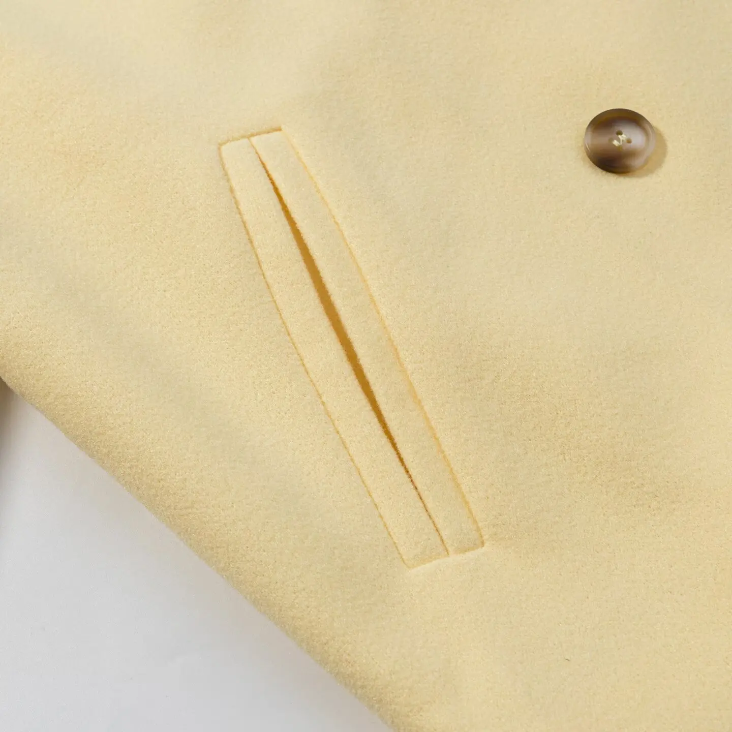 YENKYE New Women Yellow Double Breasted Short Woolen Coat Long Sleeve Lapel Collar Elegant Outerwear Chic Lady Autumn Outfits