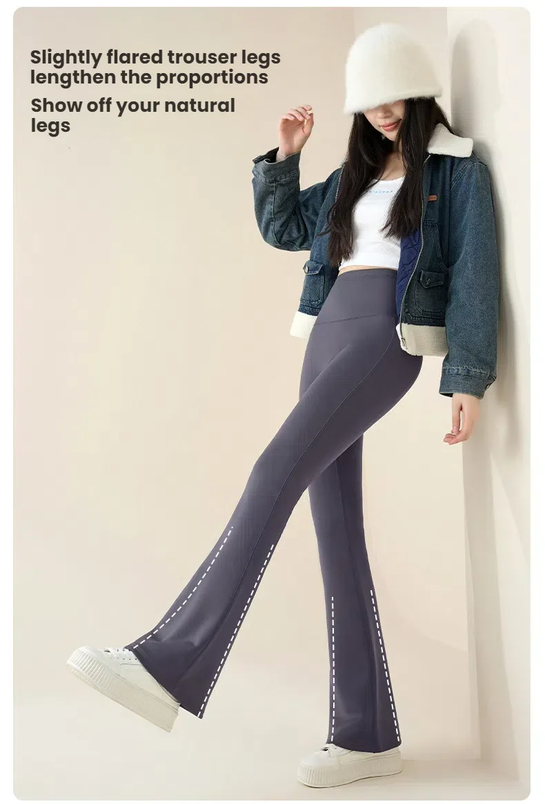 High Waist Flare Leggings Women Winter Fleece Lined Tummy Control Butt Lift Yoga Pants Stretchy Casual Bootcut Palazzo Trousers