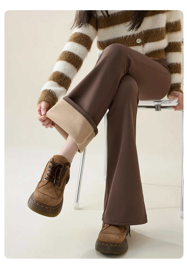 High Waist Flare Leggings Women Winter Fleece Lined Tummy Control Butt Lift Yoga Pants Stretchy Casual Bootcut Palazzo Trousers