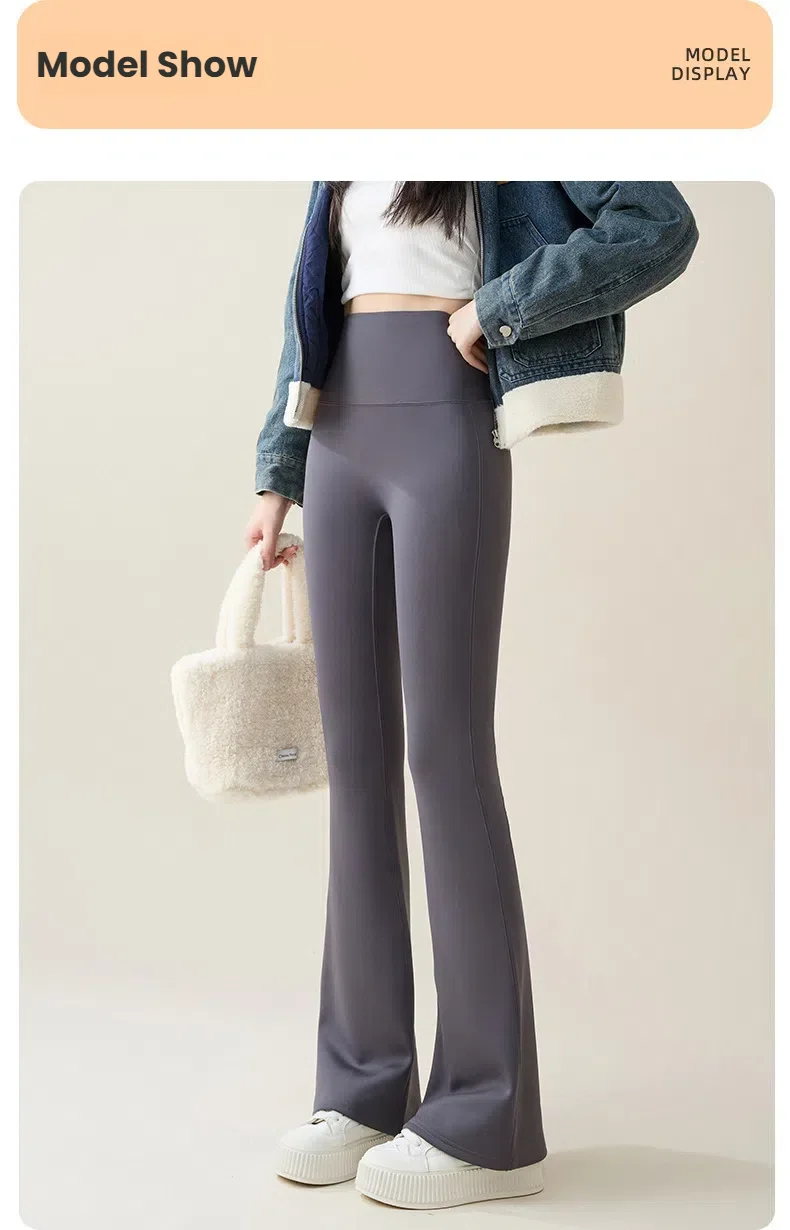 High Waist Flare Leggings Women Winter Fleece Lined Tummy Control Butt Lift Yoga Pants Stretchy Casual Bootcut Palazzo Trousers