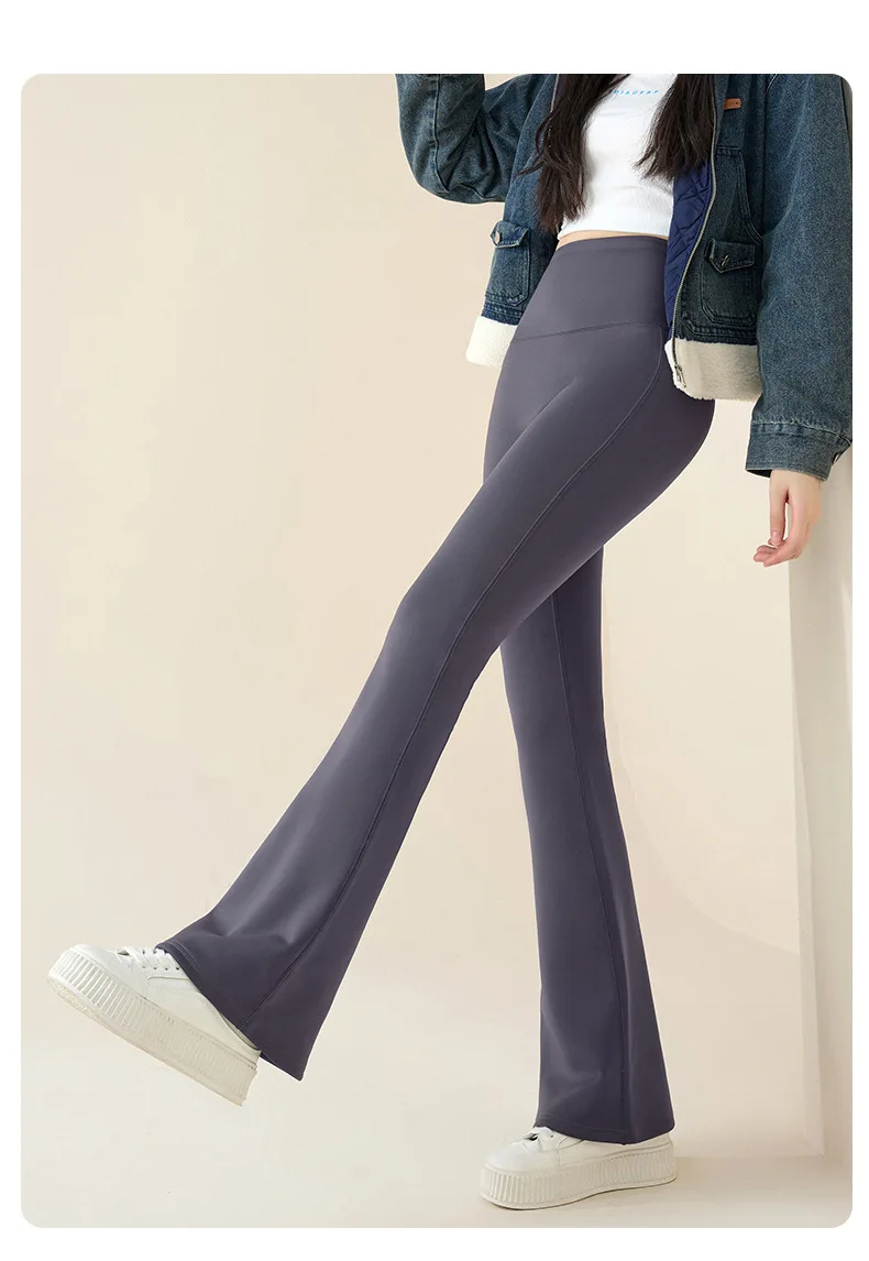 High Waist Flare Leggings Women Winter Fleece Lined Tummy Control Butt Lift Yoga Pants Stretchy Casual Bootcut Palazzo Trousers