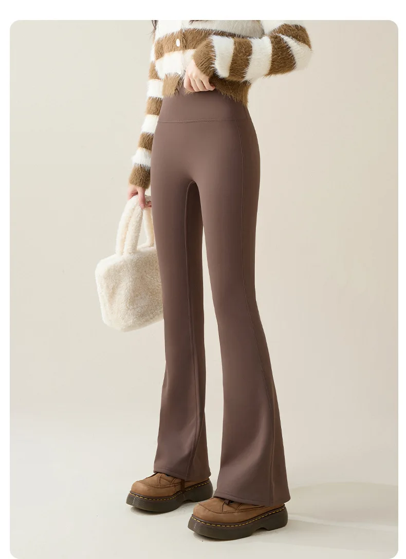 High Waist Flare Leggings Women Winter Fleece Lined Tummy Control Butt Lift Yoga Pants Stretchy Casual Bootcut Palazzo Trousers