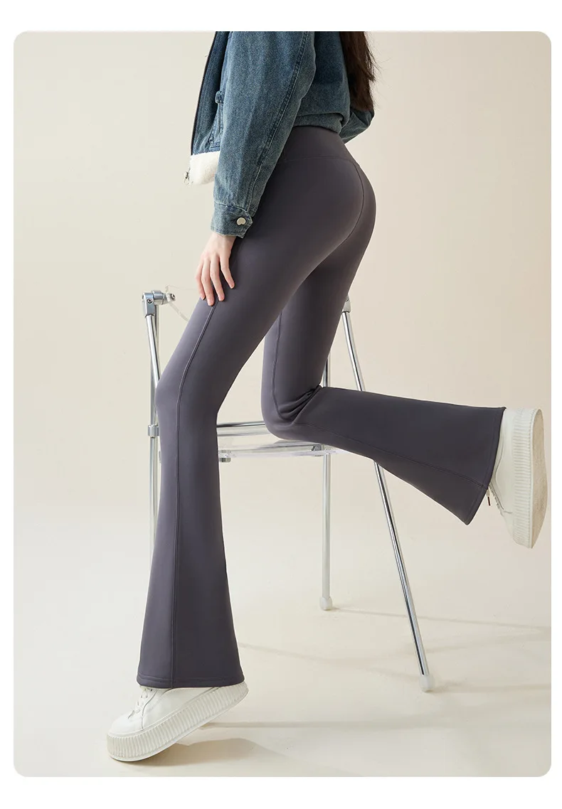 High Waist Flare Leggings Women Winter Fleece Lined Tummy Control Butt Lift Yoga Pants Stretchy Casual Bootcut Palazzo Trousers