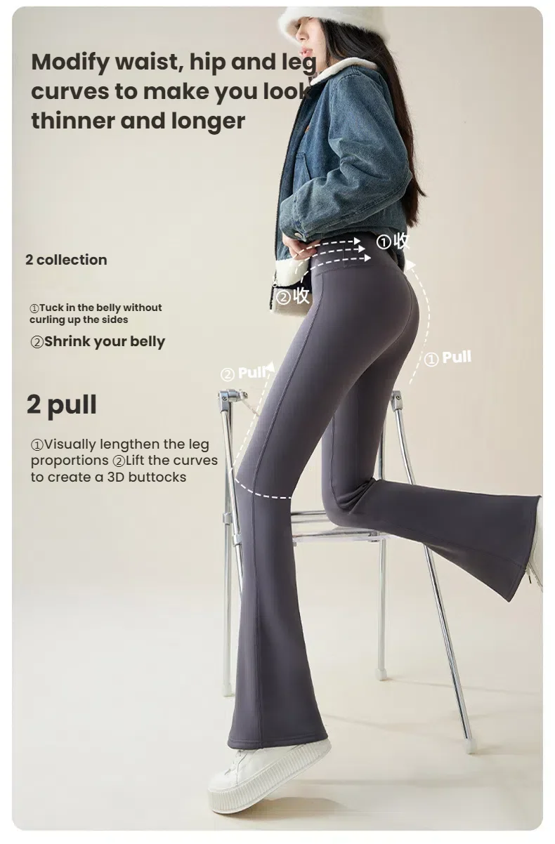 High Waist Flare Leggings Women Winter Fleece Lined Tummy Control Butt Lift Yoga Pants Stretchy Casual Bootcut Palazzo Trousers