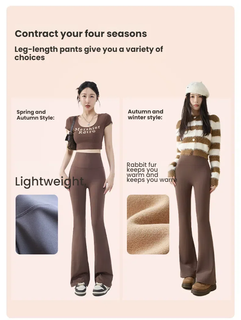 High Waist Flare Leggings Women Winter Fleece Lined Tummy Control Butt Lift Yoga Pants Stretchy Casual Bootcut Palazzo Trousers