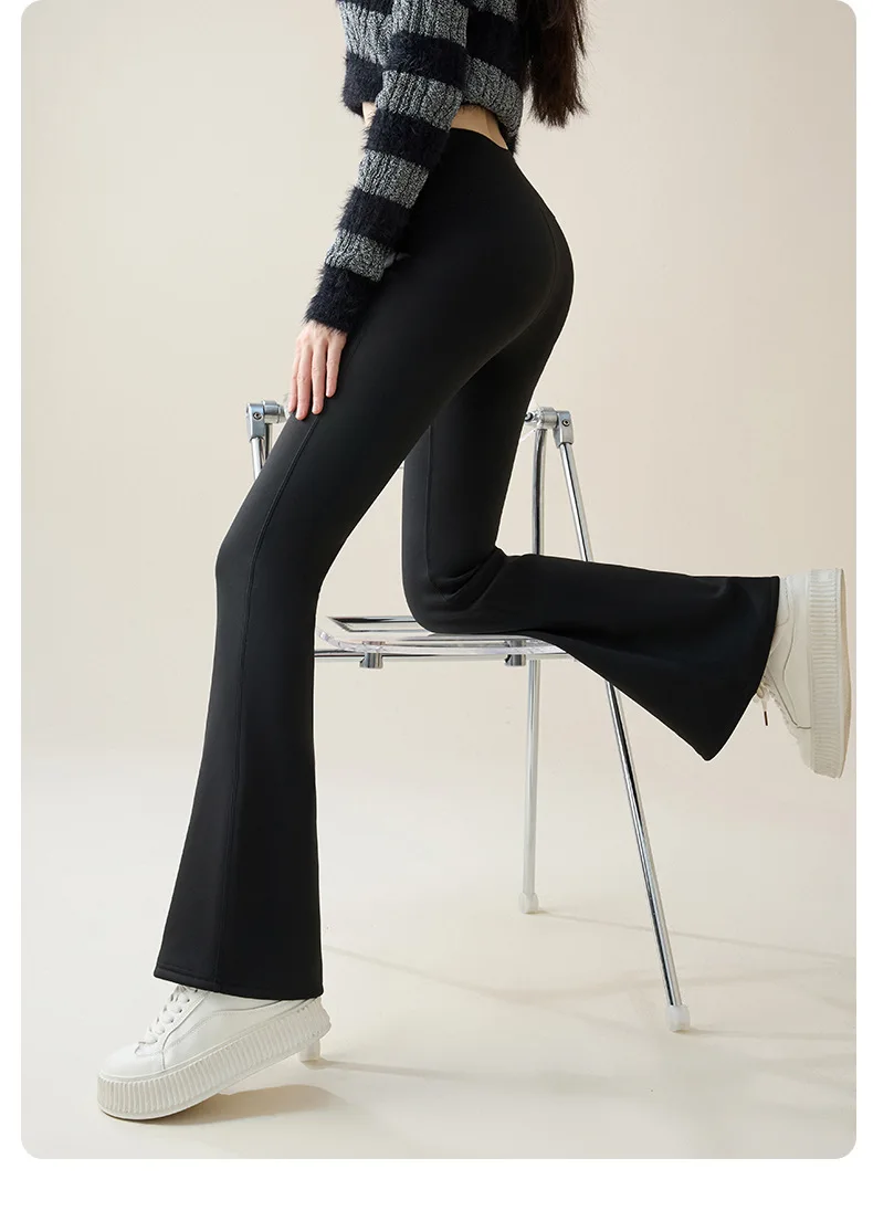 High Waist Flare Leggings Women Winter Fleece Lined Tummy Control Butt Lift Yoga Pants Stretchy Casual Bootcut Palazzo Trousers