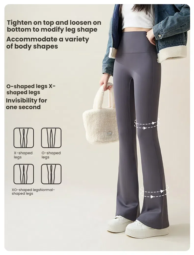 High Waist Flare Leggings Women Winter Fleece Lined Tummy Control Butt Lift Yoga Pants Stretchy Casual Bootcut Palazzo Trousers