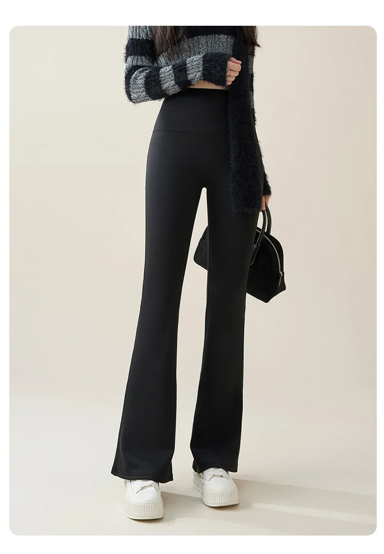 High Waist Flare Leggings Women Winter Fleece Lined Tummy Control Butt Lift Yoga Pants Stretchy Casual Bootcut Palazzo Trousers