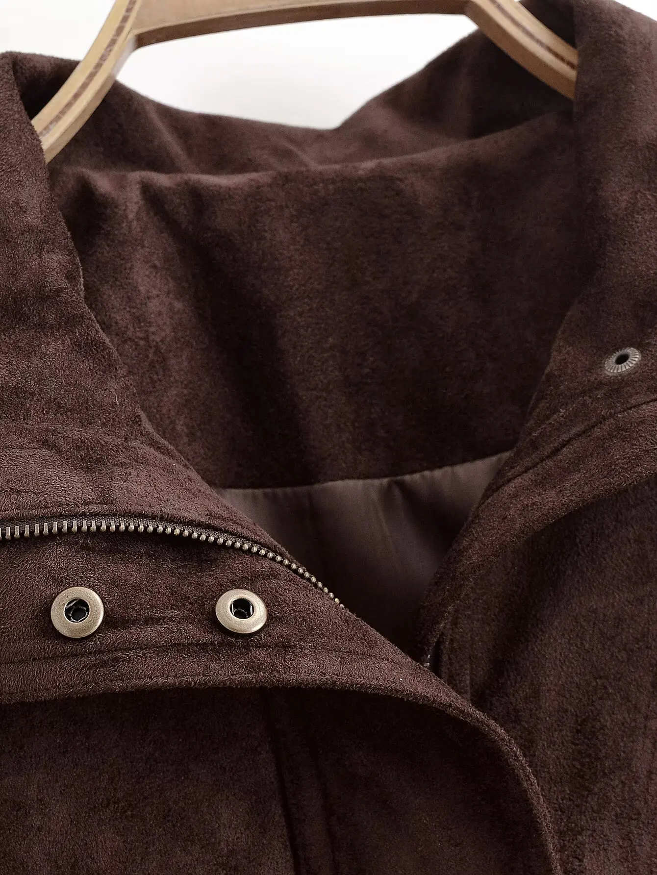 YENKYE Brown Faux Suede Leather Jacket For Women Autumn Winter Warm Loose Coat Long Sleeve Lapel Collar Vintage Outerwear