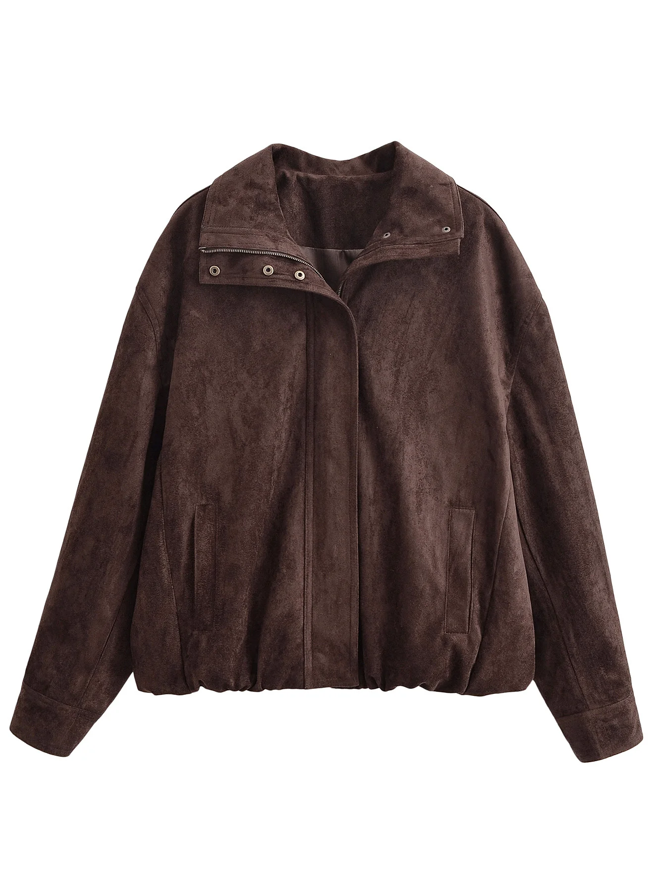 YENKYE Brown Faux Suede Leather Jacket For Women Autumn Winter Warm Loose Coat Long Sleeve Lapel Collar Vintage Outerwear