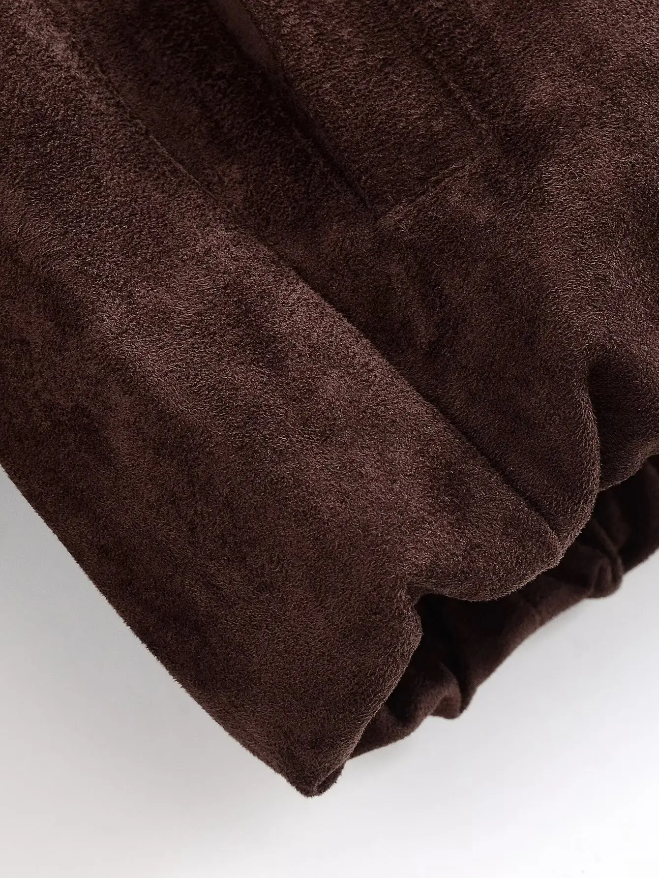 YENKYE Brown Faux Suede Leather Jacket For Women Autumn Winter Warm Loose Coat Long Sleeve Lapel Collar Vintage Outerwear