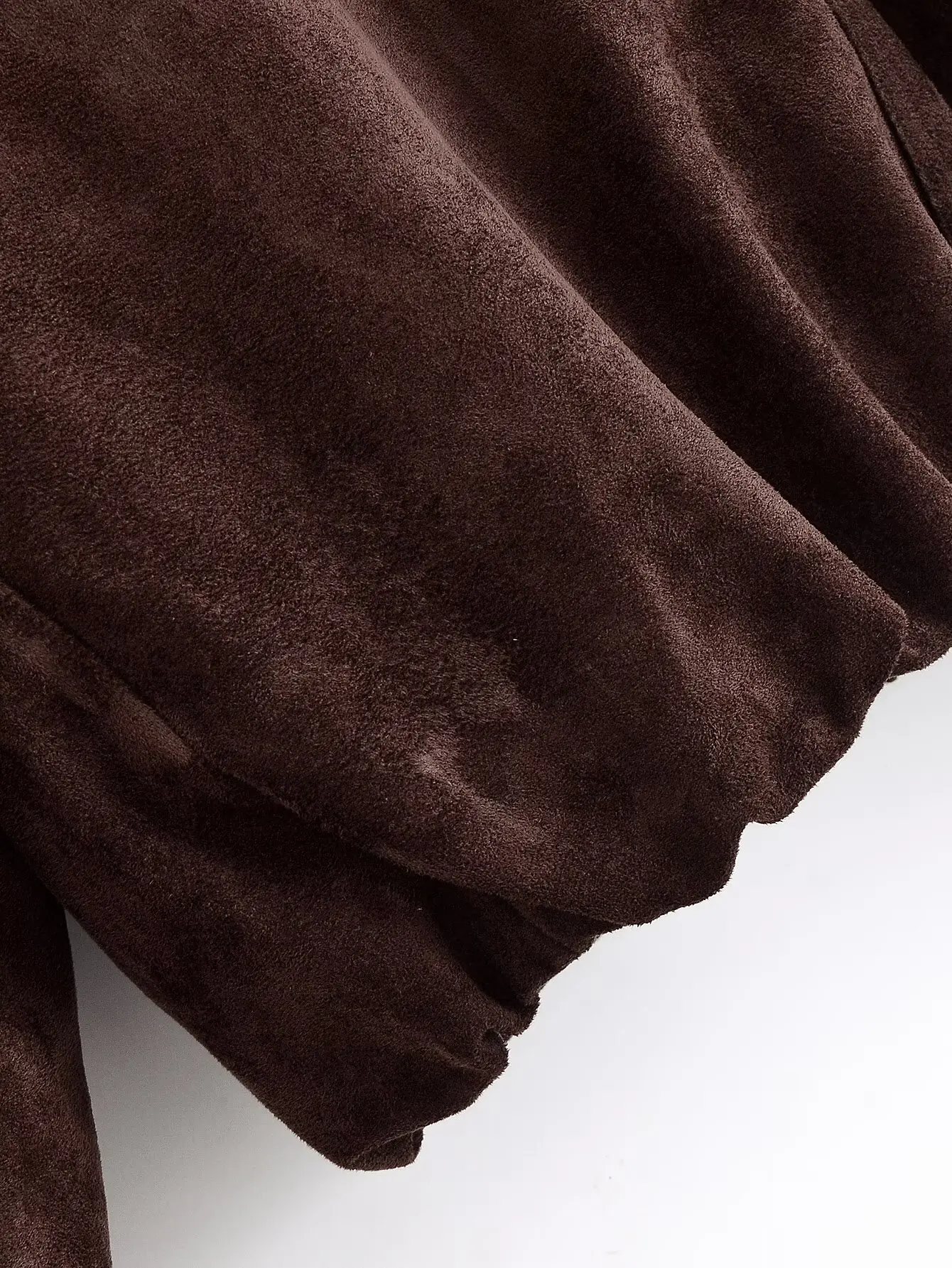 YENKYE Brown Faux Suede Leather Jacket For Women Autumn Winter Warm Loose Coat Long Sleeve Lapel Collar Vintage Outerwear