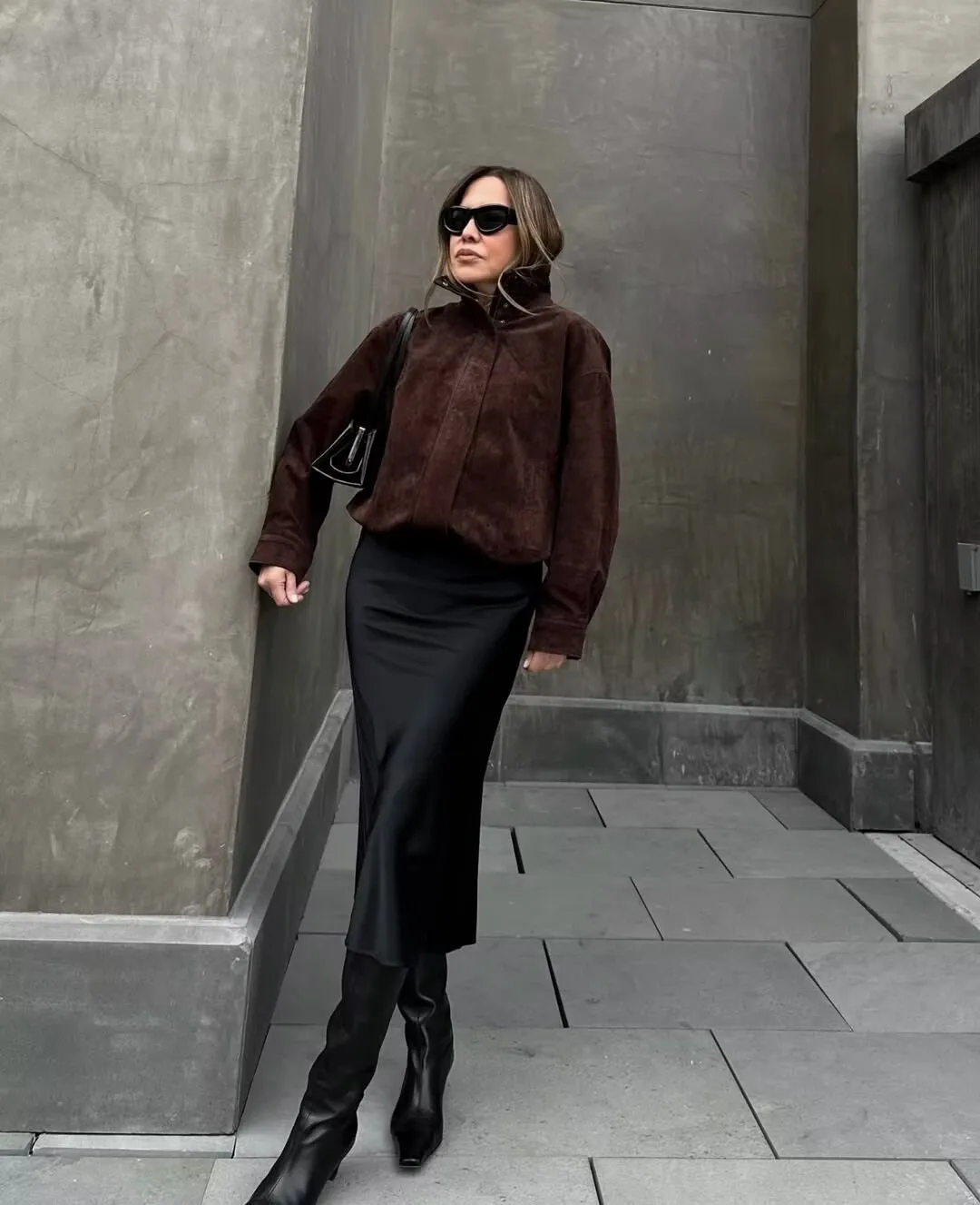 YENKYE Brown Faux Suede Leather Jacket For Women Autumn Winter Warm Loose Coat Long Sleeve Lapel Collar Vintage Outerwear